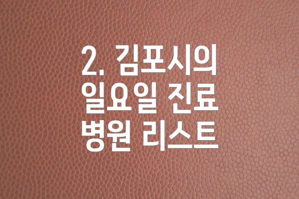 2. 김포시의 일요일 진료 병원 리스트