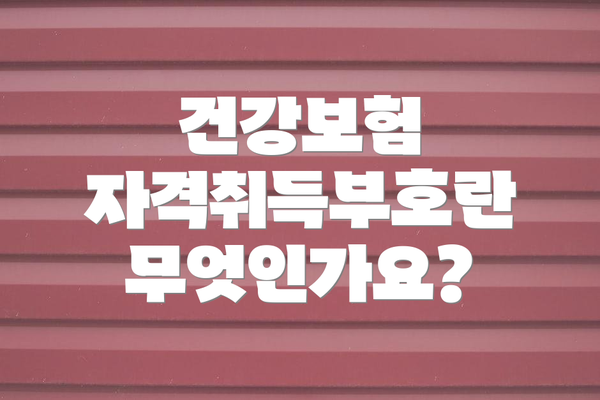 건강보험 자격취득부호란 무엇인가요?