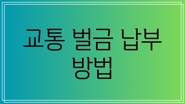 교통 벌금 납부 방법