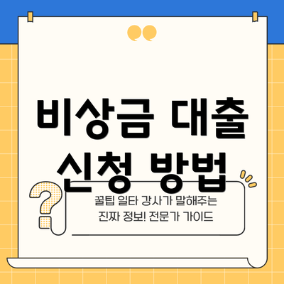 비상금 대출 신청 방법