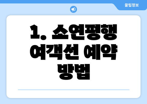 1. 소연평행 여객선 예약 방법