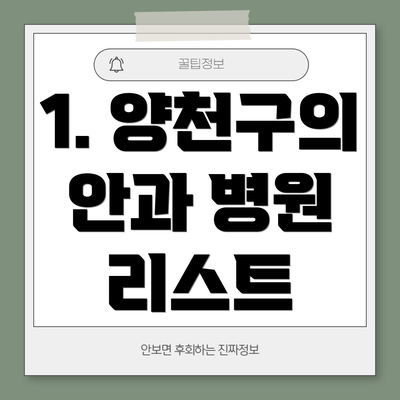 1. 양천구의 안과 병원 리스트