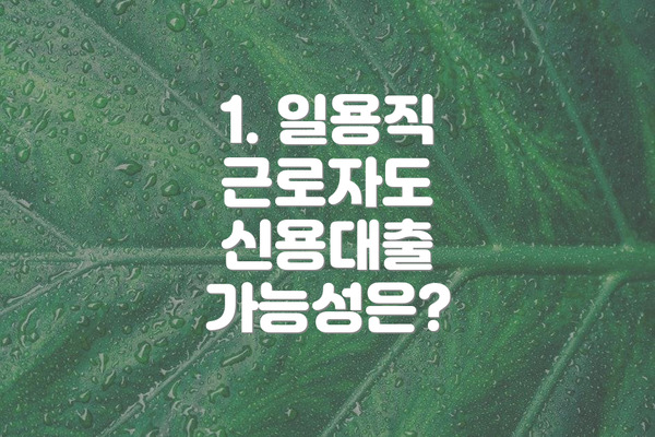 1. 일용직 근로자도 신용대출 가능성은?