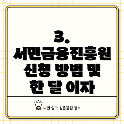 3. 서민금융진흥원 신청 방법 및 한 달 이자