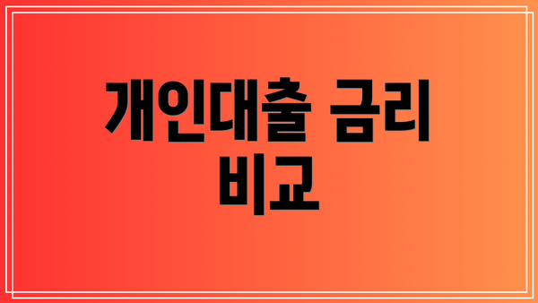 개인대출 금리 비교