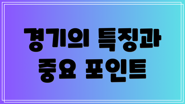 경기의 특징과 중요 포인트