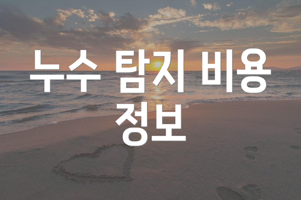 누수 탐지 비용 정보