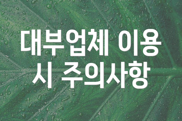 대부업체 이용 시 주의사항