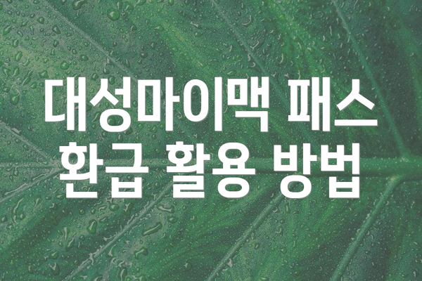 대성마이맥 패스 환급 활용 방법