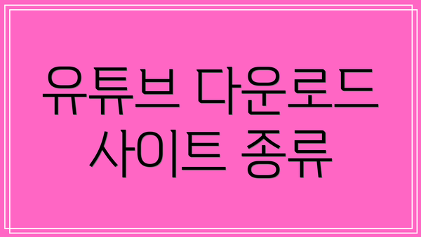 유튜브 다운로드 사이트 종류