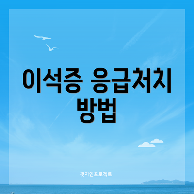 이석증 응급처치 방법