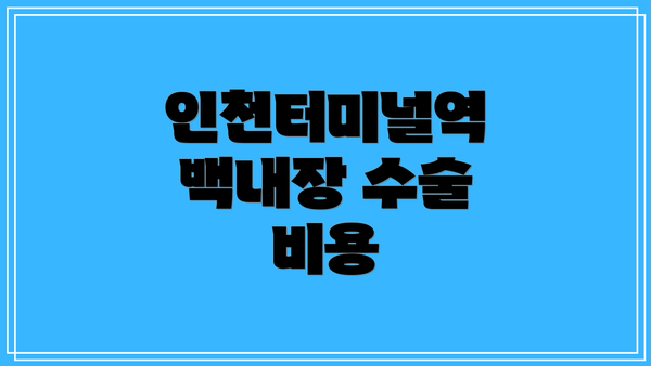 인천터미널역 백내장 수술 비용