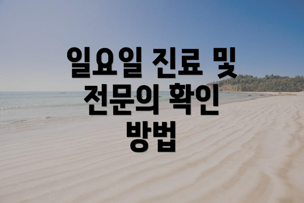 일요일 진료 및 전문의 확인 방법