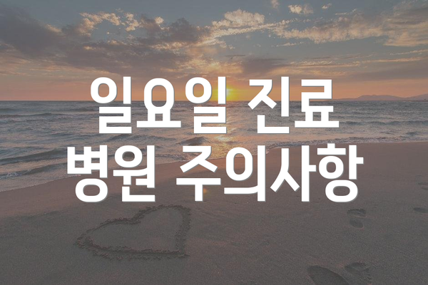 일요일 진료 병원 주의사항