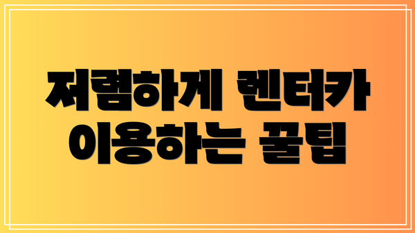 저렴하게 렌터카 이용하는 꿀팁