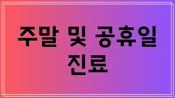 주말 및 공휴일 진료