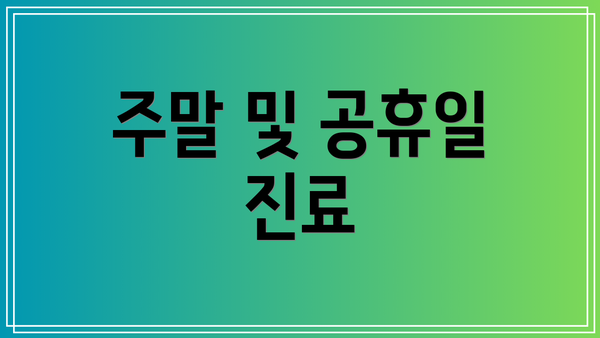 주말 및 공휴일 진료