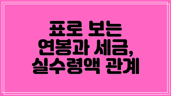 표로 보는 연봉과 세금, 실수령액 관계