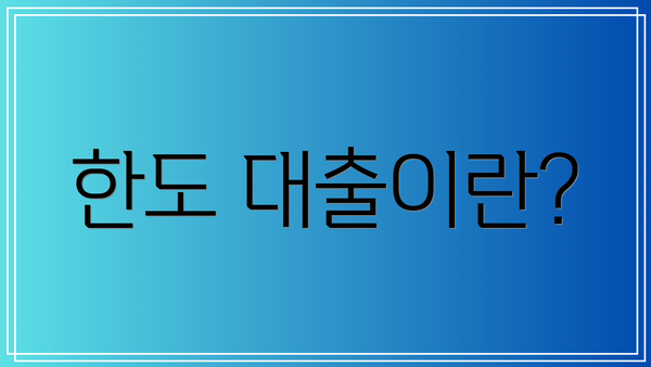 한도 대출이란?