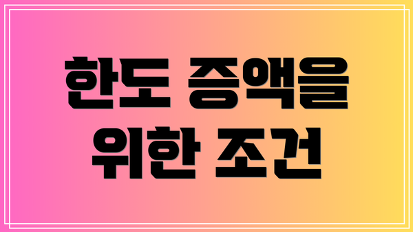한도 증액을 위한 조건